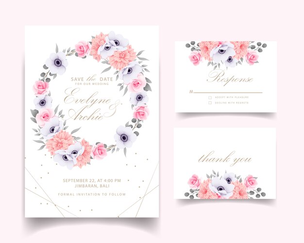 Invitación de boda con rosas