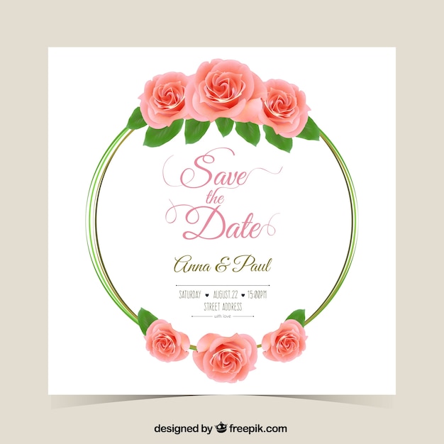 Invitación de boda con rosas