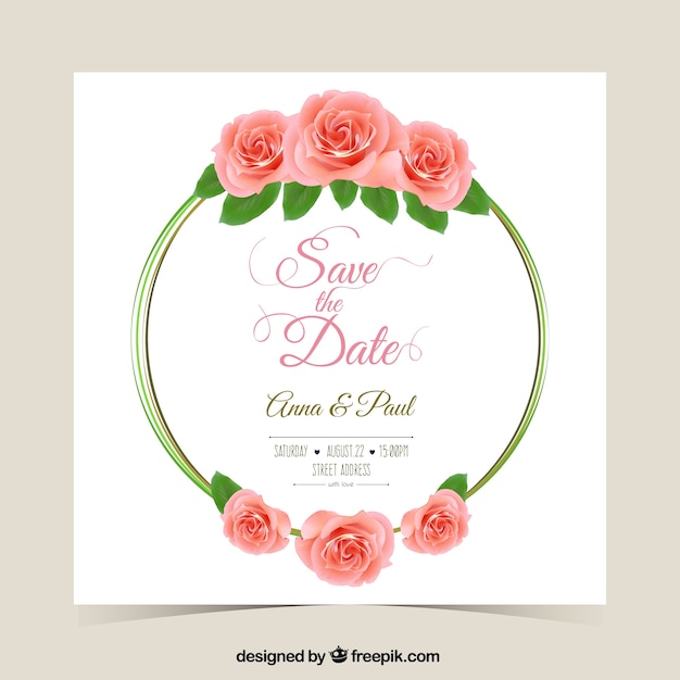 Vector invitación de boda con rosas