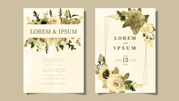 Invitación de boda rústica invitación floral gracias rsvp tarjeta moderna