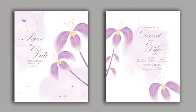 invitación de boda simple y elegante con elementos de acuarela