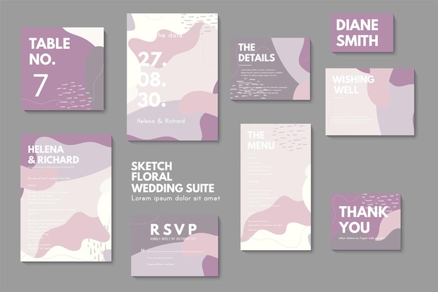 Invitación de boda tarjeta de agradecimiento guardar las tarjetas de fecha conjunto de bodas tarjeta RSVP