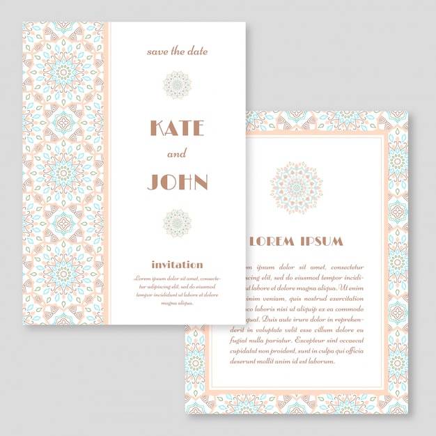 Invitación de boda, tarjeta de felicitación con mandala