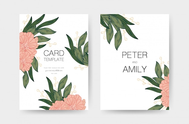 Vector invitación de boda tarjetas de plantilla de diseño
