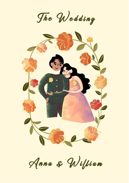Invitación de boda Tema naranja y amarillo