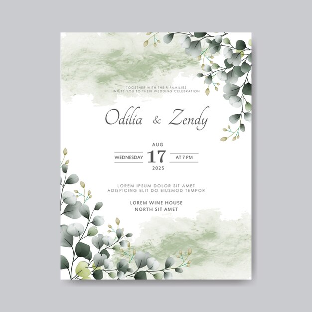 Invitación de boda con temas florales de lujo y belleza