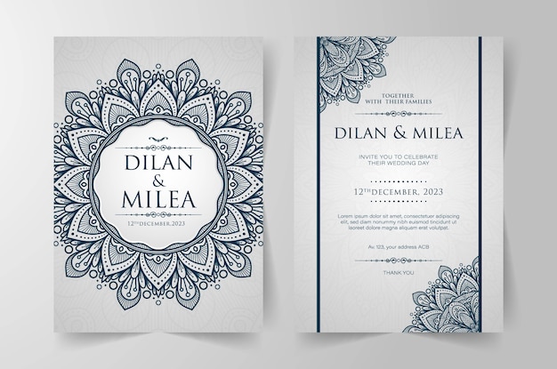 Invitación de boda vintage con mandala