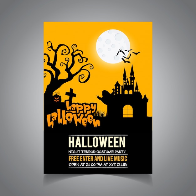 Invitación y cartel del feliz halloween para la fiesta