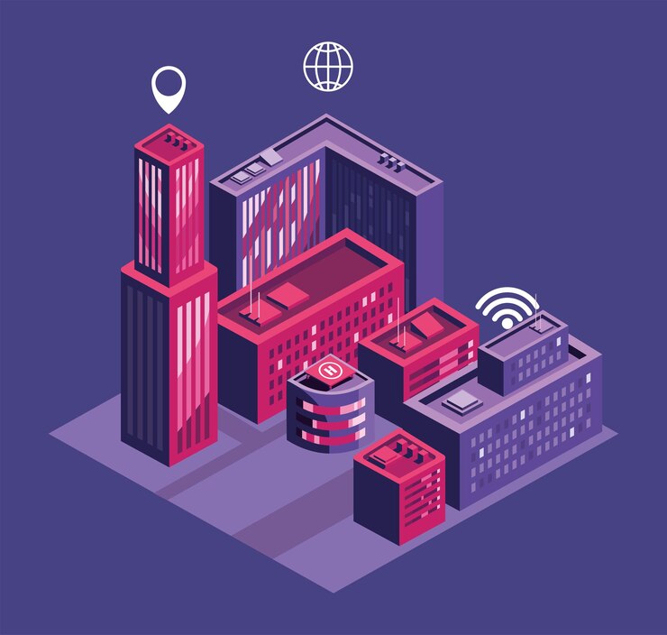 Vector invitación de ciudad inteligente