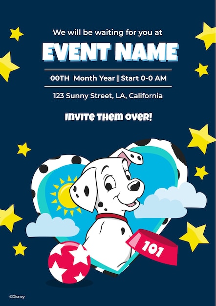 Invitación de cumpleaños de 101 dalmatianos