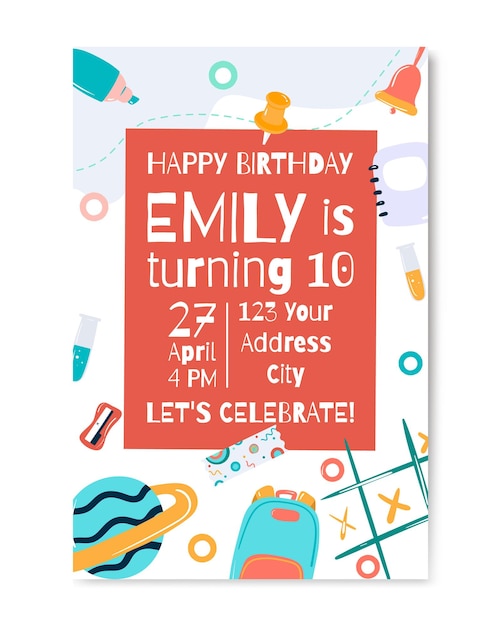 Vector invitación de cumpleaños para una adolescente ilustración vectorial