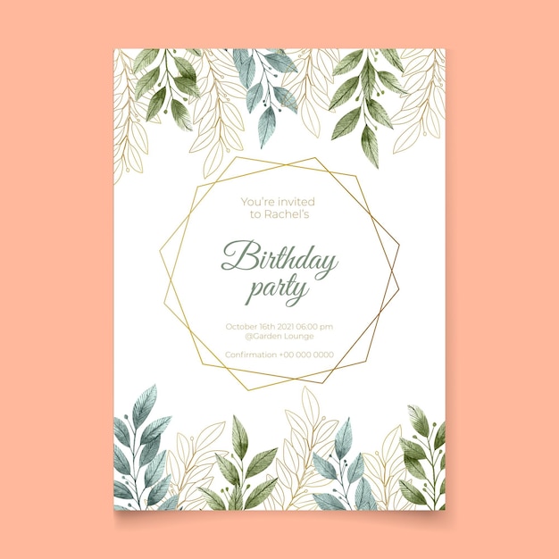 Vector invitación de cumpleaños con adornos florales