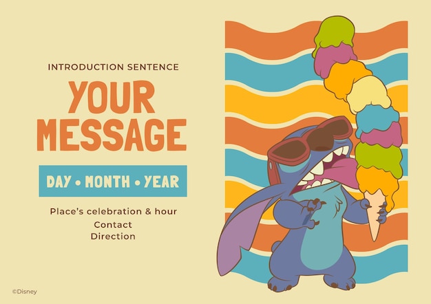 Invitación de cumpleaños colorida de Lilo y Stitch