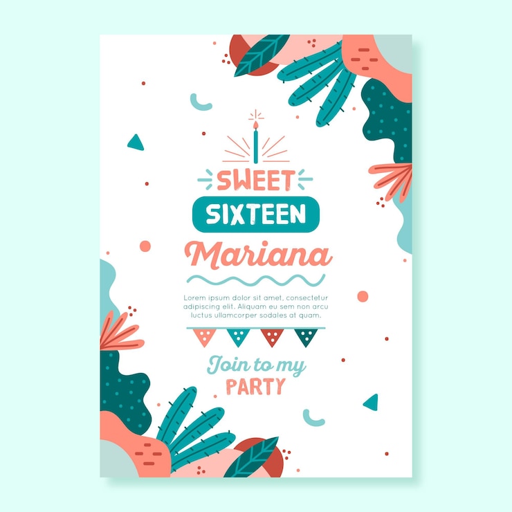 Vector invitación de cumpleaños dulce dieciséis