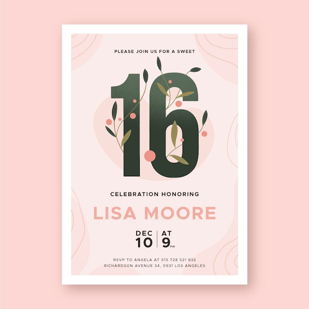 Invitación de cumpleaños dulce dieciséis