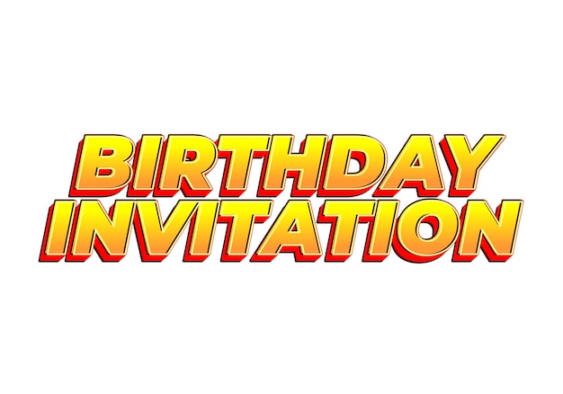 Invitación de cumpleaños Efecto de texto para invitaciones en línea e impresas
