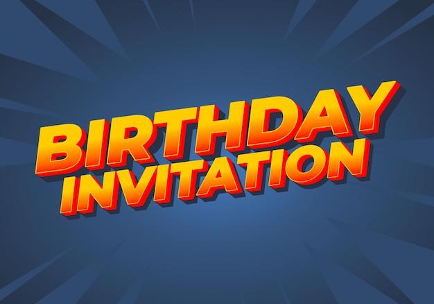 Invitación de cumpleaños Efecto de texto para publicidad o invitaciones