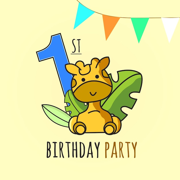 Vector invitación de cumpleaños con una jirafa