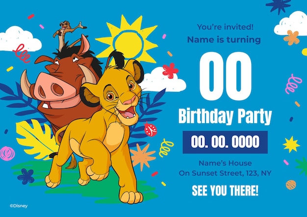 La invitación de cumpleaños del Rey León
