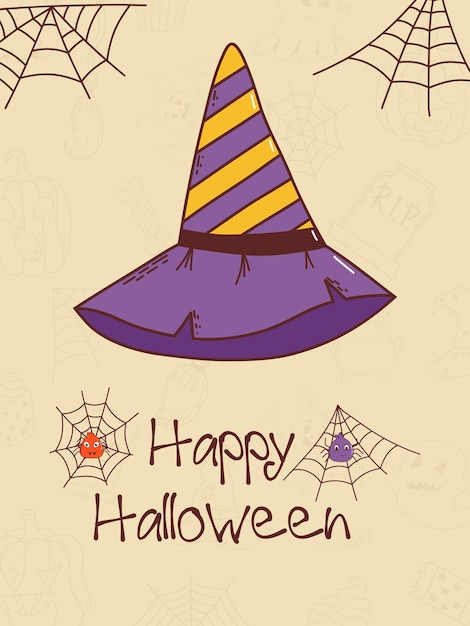 Invitación dibujada a mano de halloween o tarjeta de felicitación concepto de truco o trato ilustración vectorial