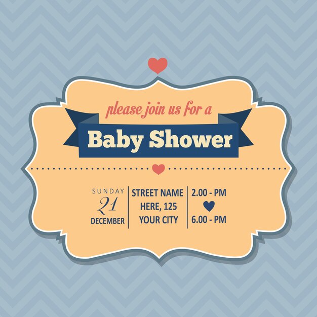 invitación de la ducha de bebé en estilo retro