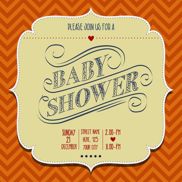 invitación de la ducha de bebé en estilo retro