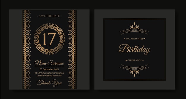 Vector invitación elegante del cumpleaños del estilo del modelo del ornamento