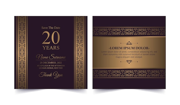 Invitación elegante del cumpleaños del estilo del modelo del ornamento