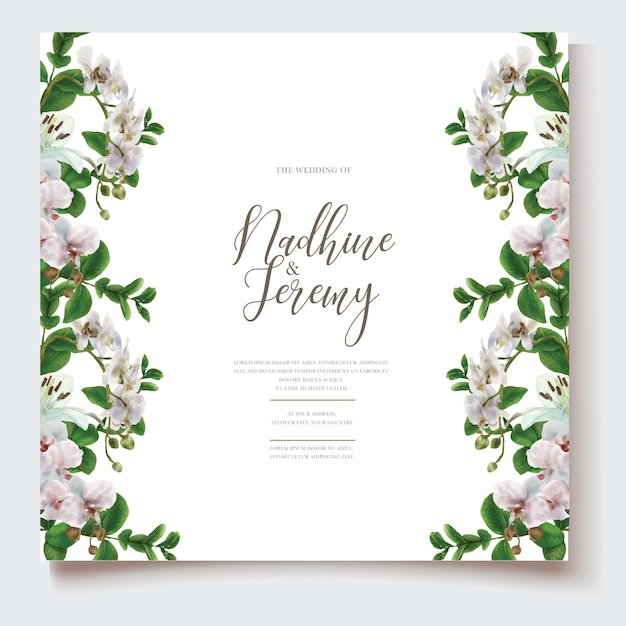 Vector invitación elegante floral acuarela