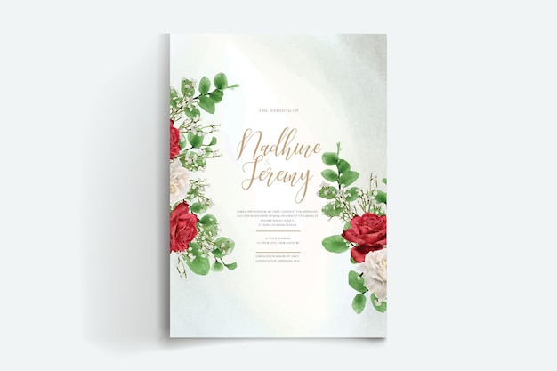 Invitación elegante floral acuarela