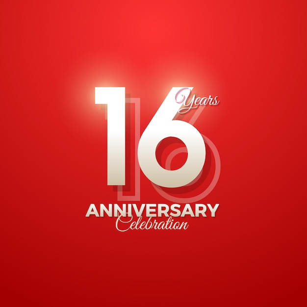 invitación de la fiesta del 16 aniversario con arte de línea numérica