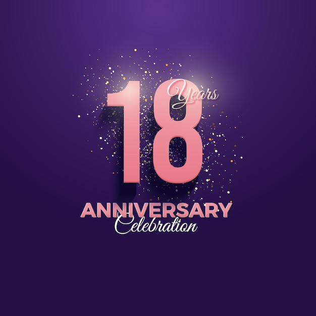 Invitación de fiesta de 18 aniversario con números y salpicaduras rosas