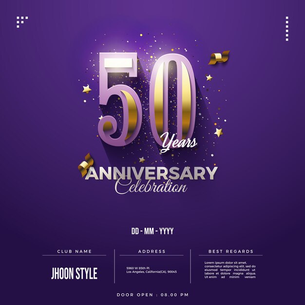 Invitación a la fiesta del 50 aniversario con diseño colorido