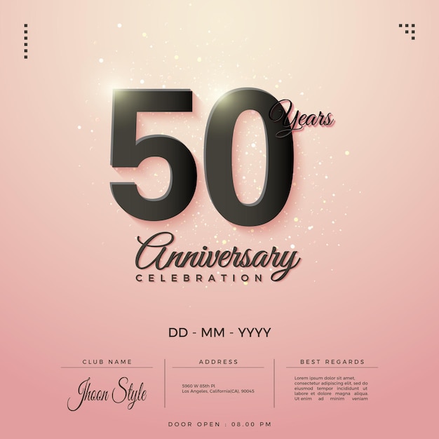 Invitación fiesta 50 aniversario con diseño plano