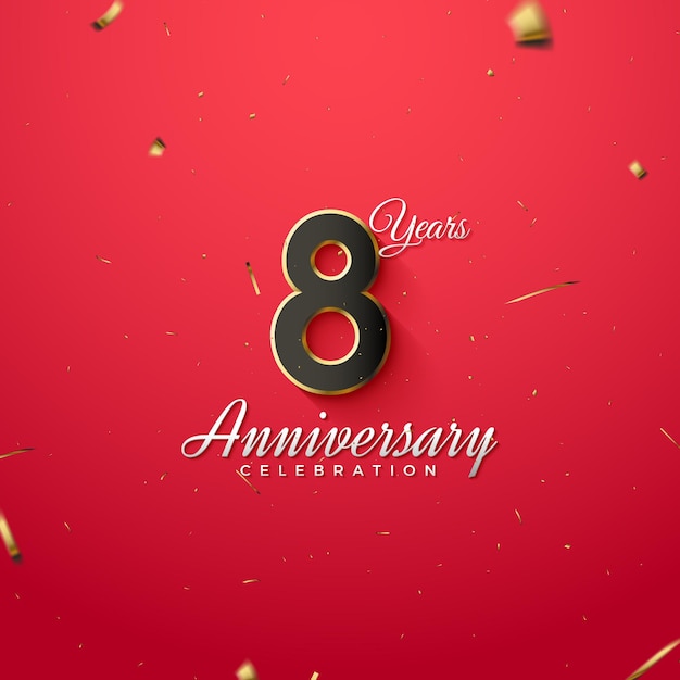Invitación a la fiesta del 8º aniversario con la puerta abierta y el nombre del club