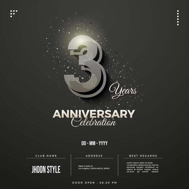 Invitación a fiesta de aniversario con números