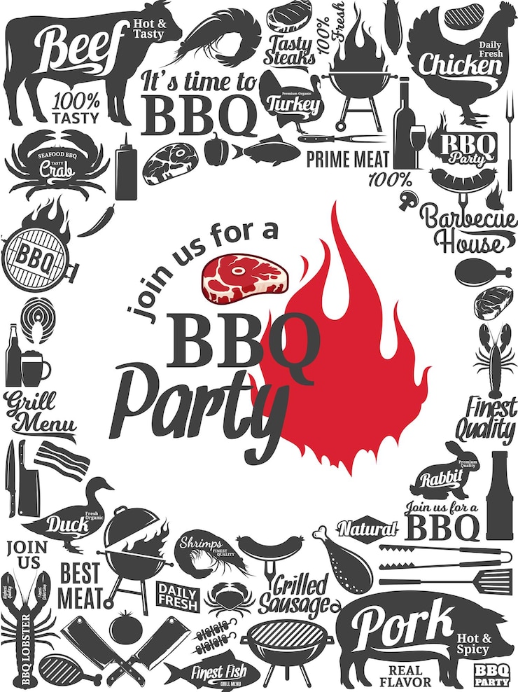 Vector invitación de fiesta de barbacoa de vector