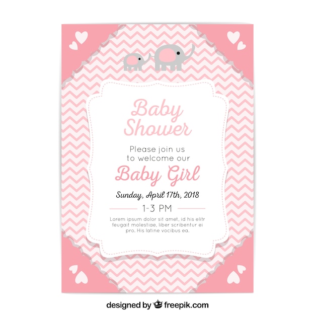 Invitación de fiesta de bebé en estilo plano