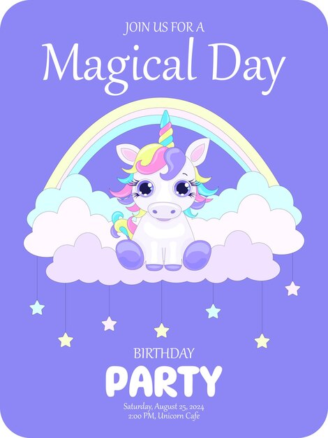 Invitación a la fiesta de cumpleaños Invitación a la fiesta de cumpleaños Invitación a la celebración del unicornio