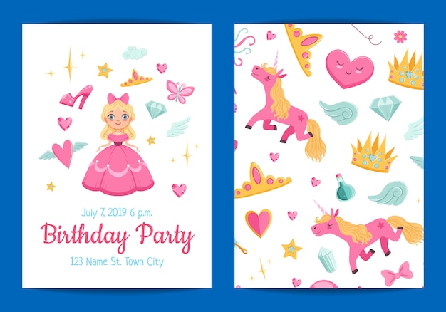 invitación de fiesta de cumpleaños de magia y cuento de hadas