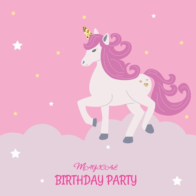 Invitación a una fiesta de cumpleaños mágica con un unicornio