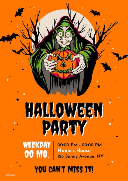 Invitación de fiesta de Halloween de los Villanos de Disney