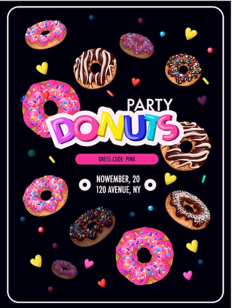 Invitación para la fiesta de rosquillas Vector