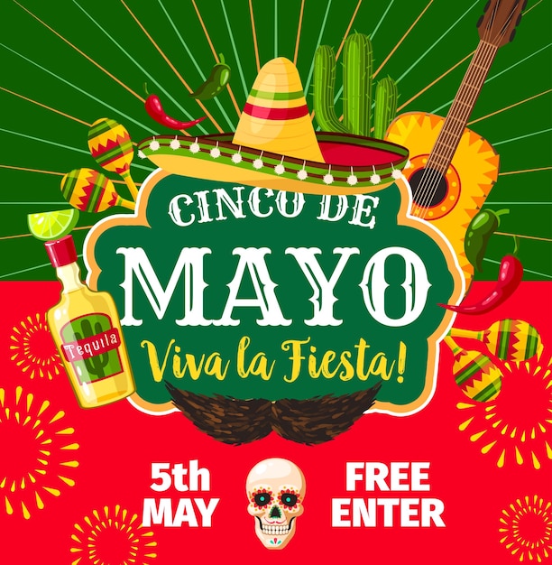 Invitación de fiesta vectorial mexicana cinco de mayo