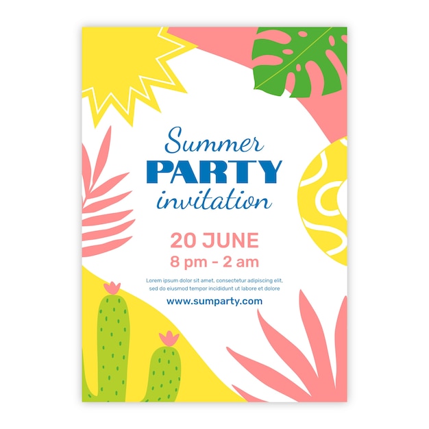 Invitación fiesta de verano dibujada a mano