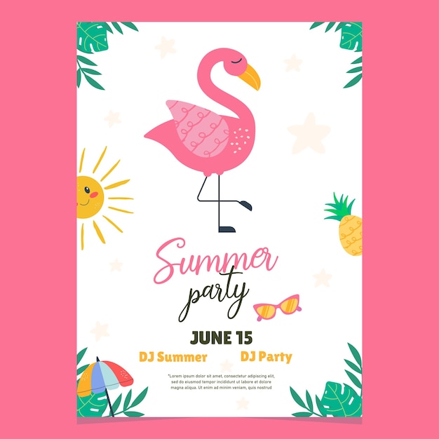 Invitación a la fiesta de verano personaje flamenco dibujado a mano