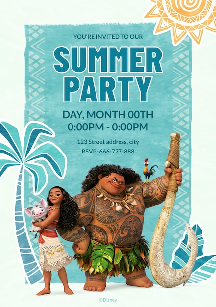 Invitación a una fiesta de verano de Vaiana