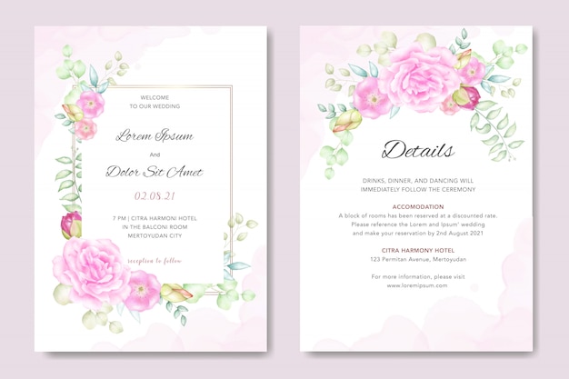 Invitación floral de la boda de la acuarela