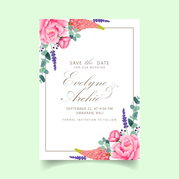 Invitación floral de la boda