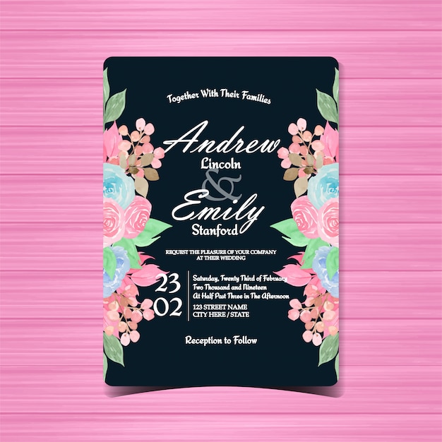 Invitación floral de la boda